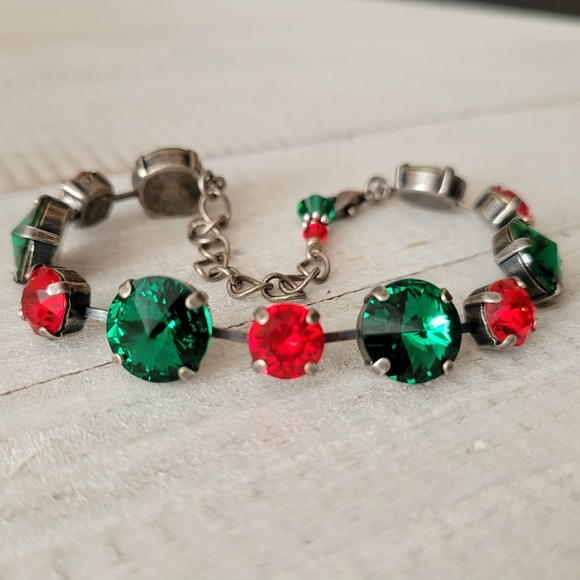 Austrian Crystal Tennis Bracelet in Antique Silver - Picture 2 of 9